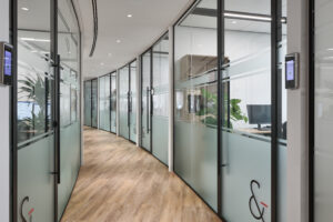 an office with glass partition nice design in Dubai